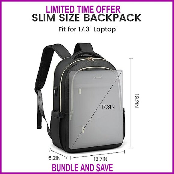 backpack size for 17 laptops OIWAS 17" Anti-Theft Laptop with USB Charging Black & Gray Black The backpack has a capacity of 20 liters hk Business Backpack for Men,